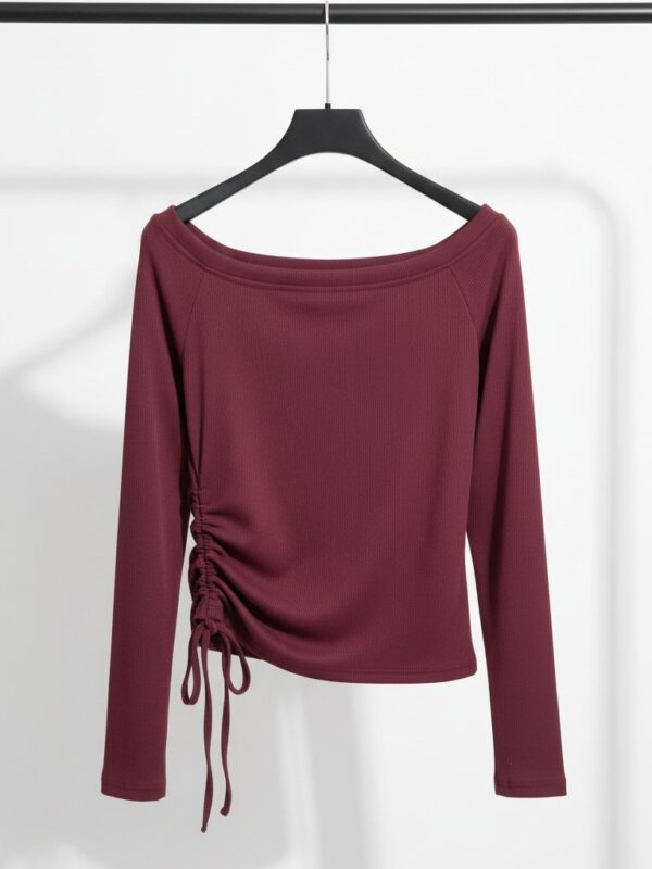Manga Larga Escote Bote Con Frunce Al Costado (ART.2634)